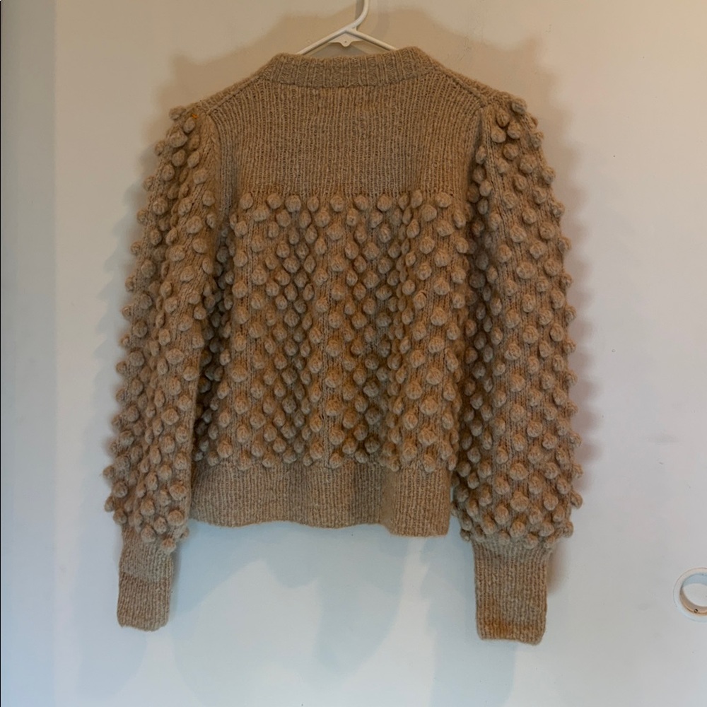 Textured Bobble Crewneck Sweater in Beige - Picture 5 of 10